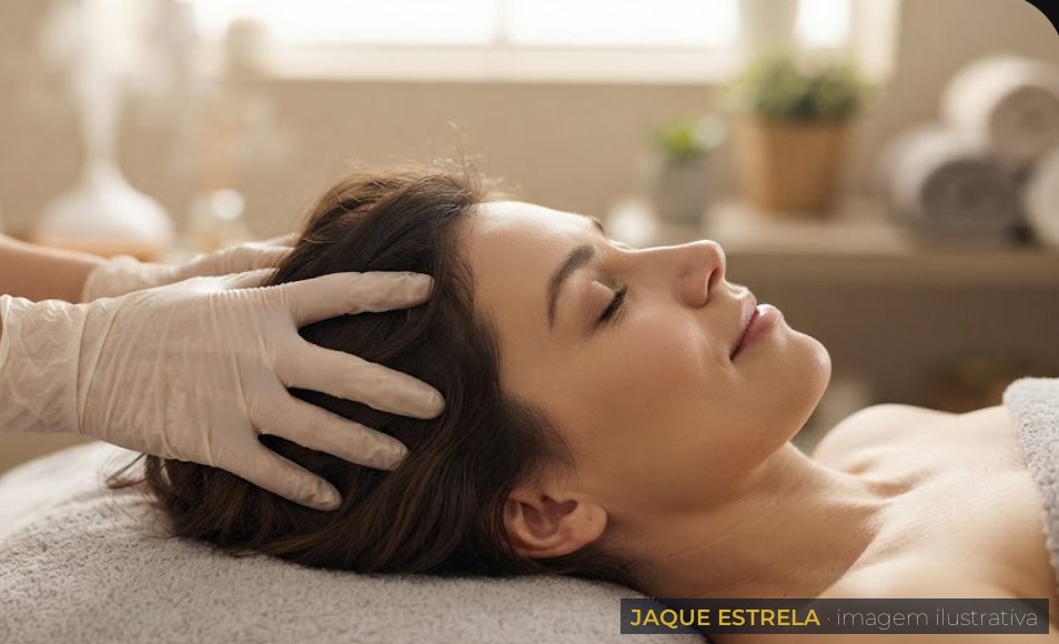 Massagem relaxante na cabeça e no rosto (imagem ilustrativa)